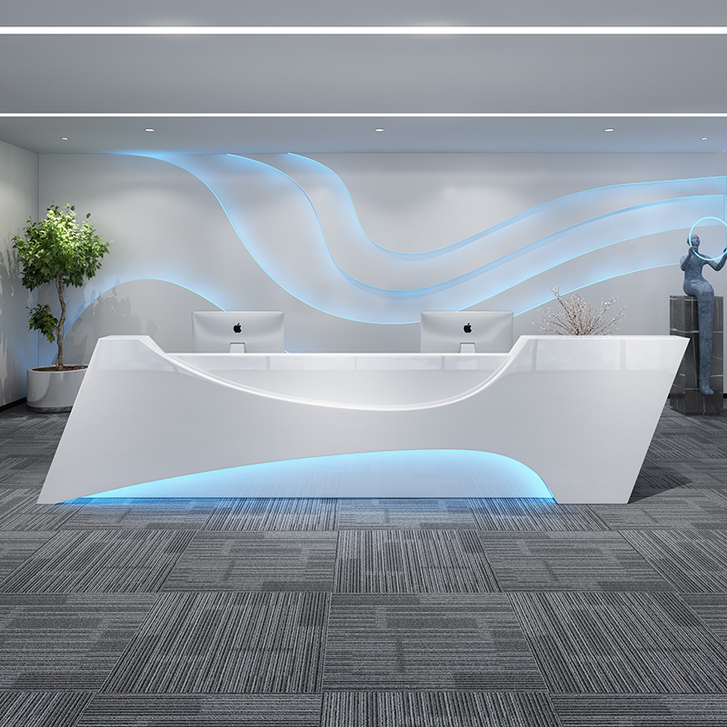 this reception desk can be coordinated with the office background