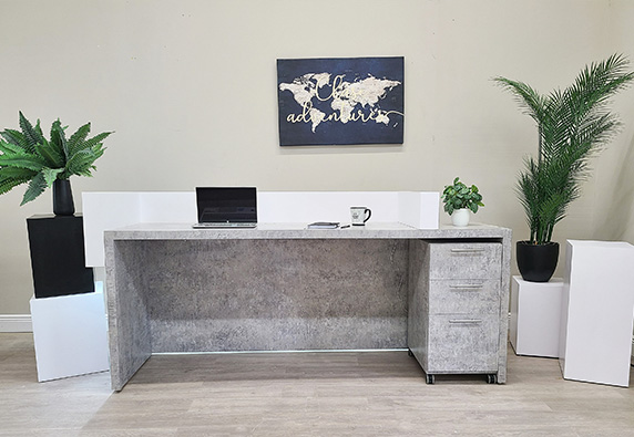 custom led rustic white modern 2 person reception desk