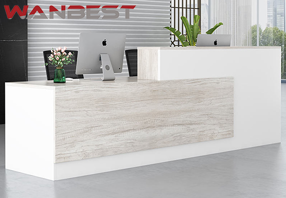 l shaped wood white black reception desk dimensions