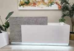 two person marble led custom reception desk for salons