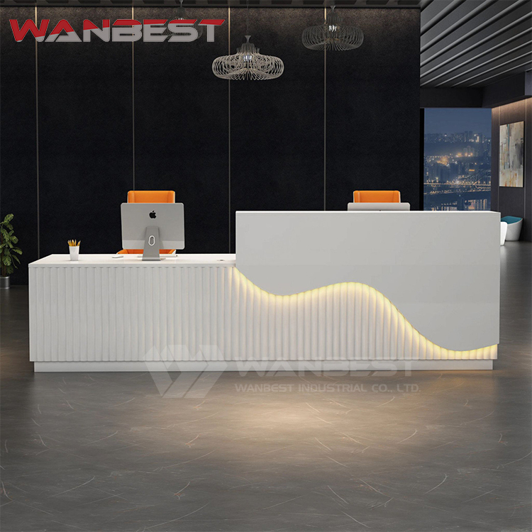 white reception desk