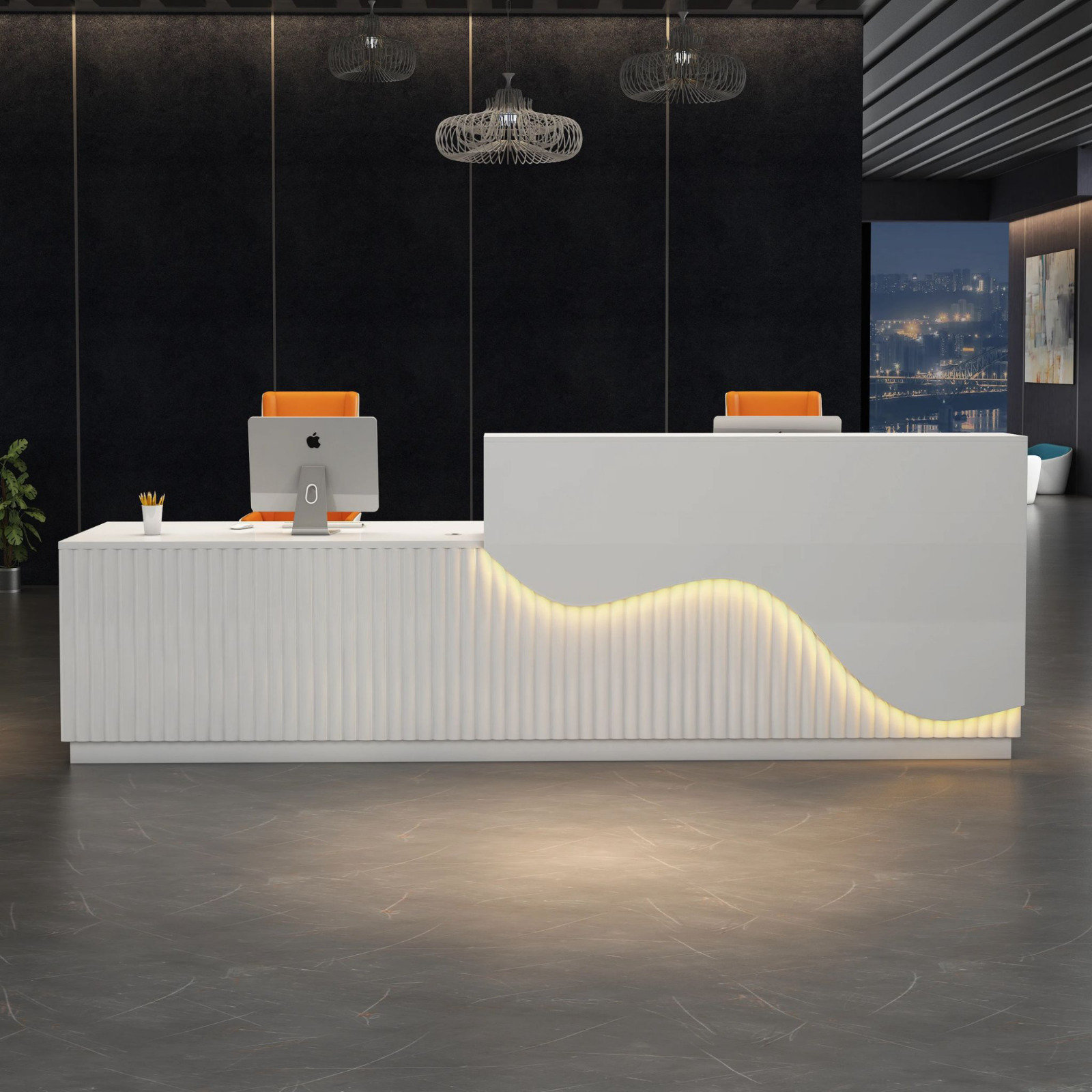 Sample modern design straight reception desk make you office more advance