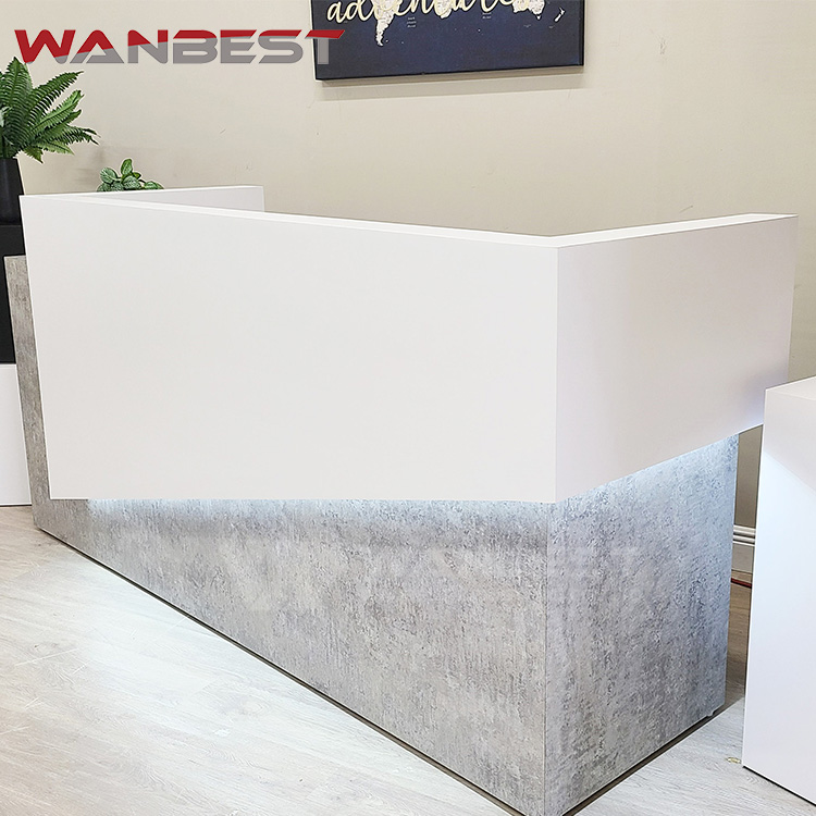 white reception desk