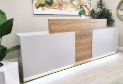 two person led custom white wood reception desk for sale