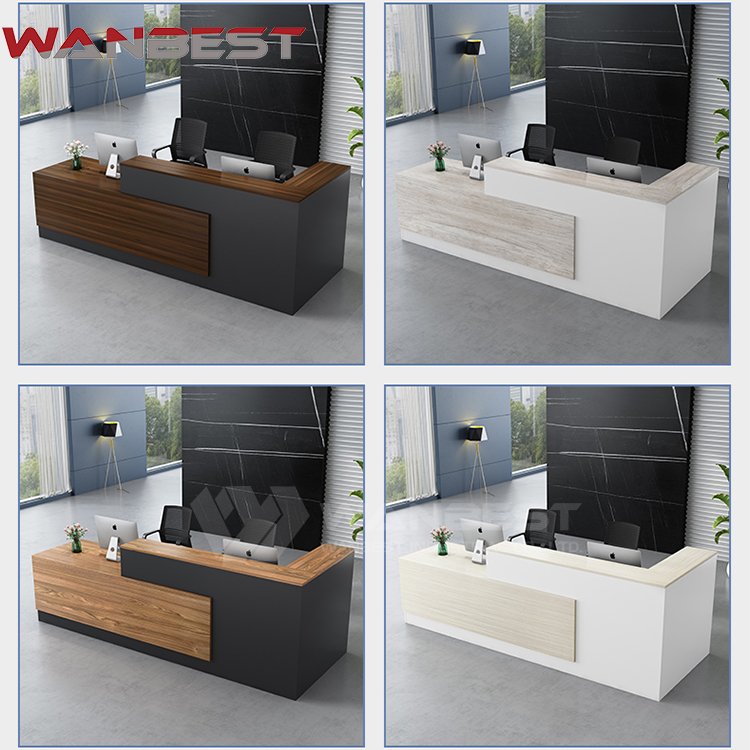 black reception desk