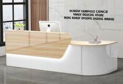 modern front salon wood white reception counter desk