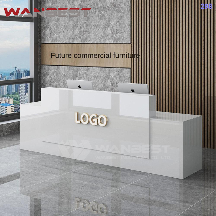 white reception desk