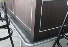 L shape moder brown custom bar counter front door table