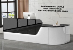 modern front salon wood white reception counter desk