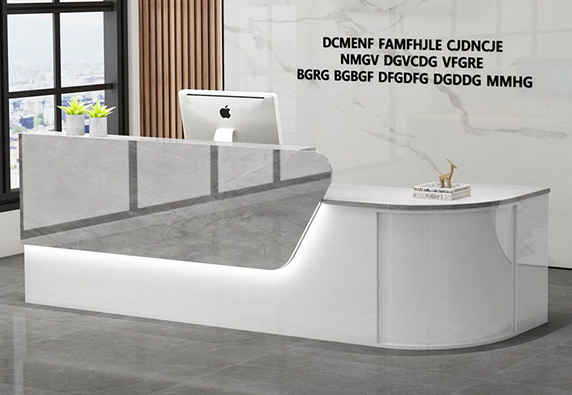 modern front salon wood white reception counter desk