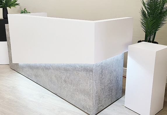 custom led rustic white modern 2 person reception desk