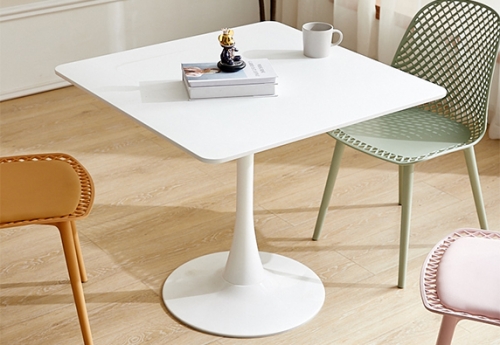 Modern white simple round small square dinning table