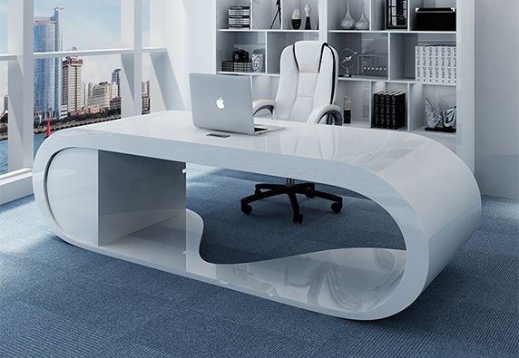 Executive white business with drawer marble office desk