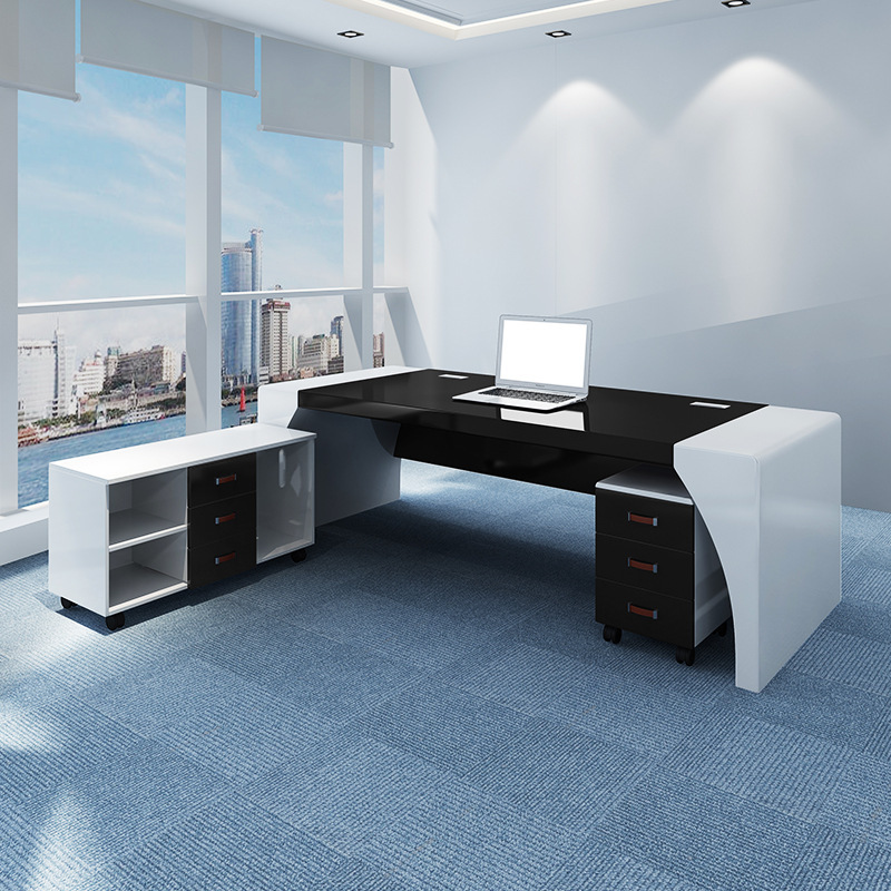 black office desk