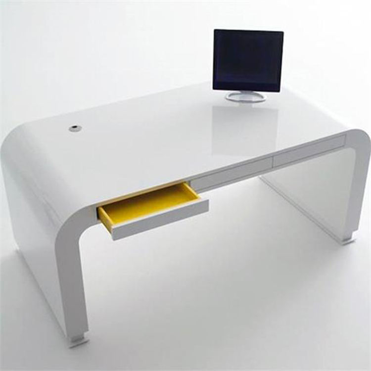 Artificial stone white office desk, simple design