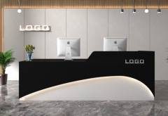 Custom modern small blcak white reception front desk