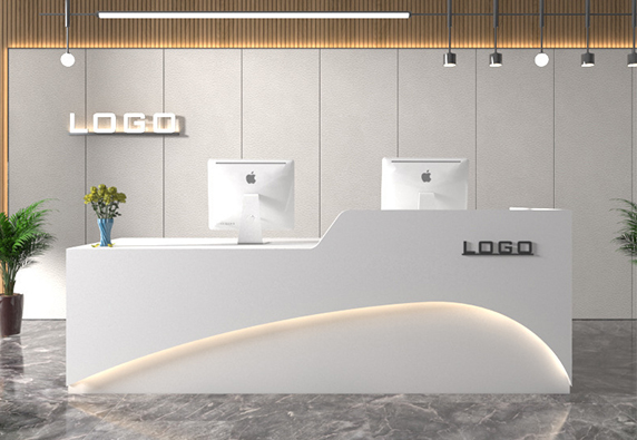 Custom modern small blcak white reception front desk