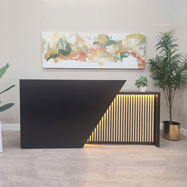 black reception desk for beauty salon