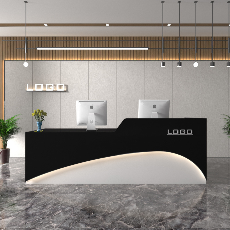 black reception desk