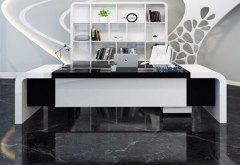 Modern commercial black I shape executive office desk