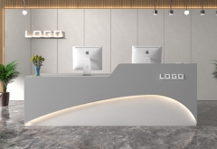 Custom modern small blcak white reception front desk