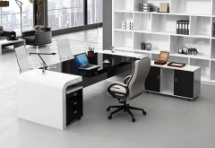 Modern commercial black I shape executive office desk