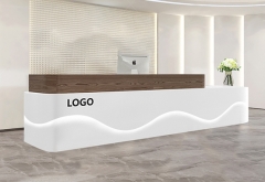 white modern wave led reception table desk for salon