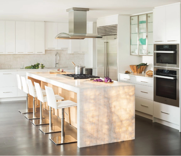 Quartz stone kitchen island