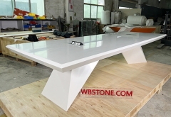 White Marble Modern Office Large Conference Room Table
