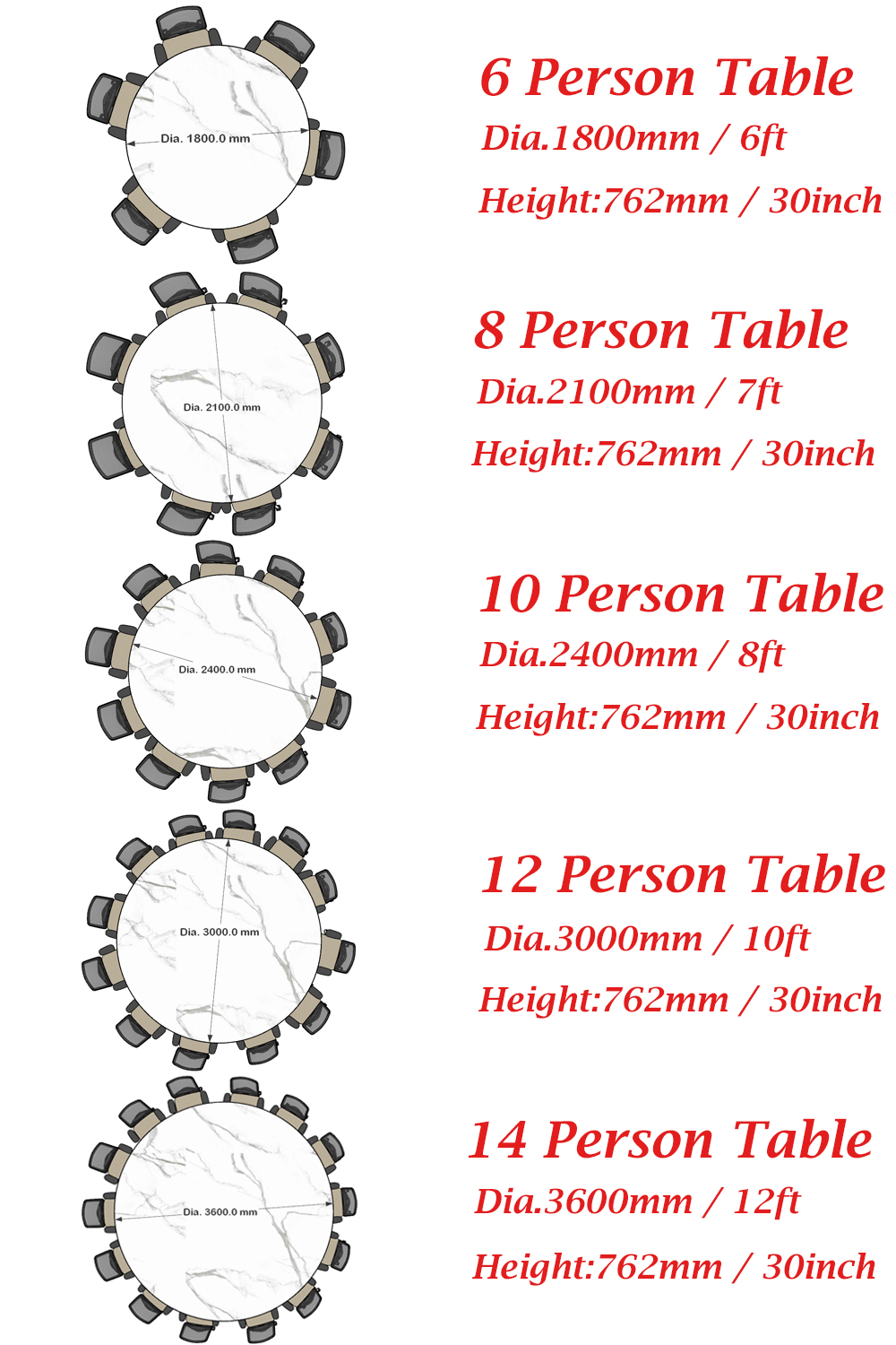 round conference table dimension list
