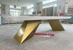 Small conference table meeting table white corian marble