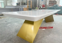 Small conference table meeting table white corian marble