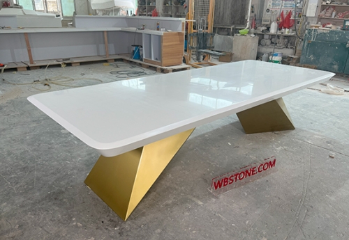 Small conference table meeting table white corian marble