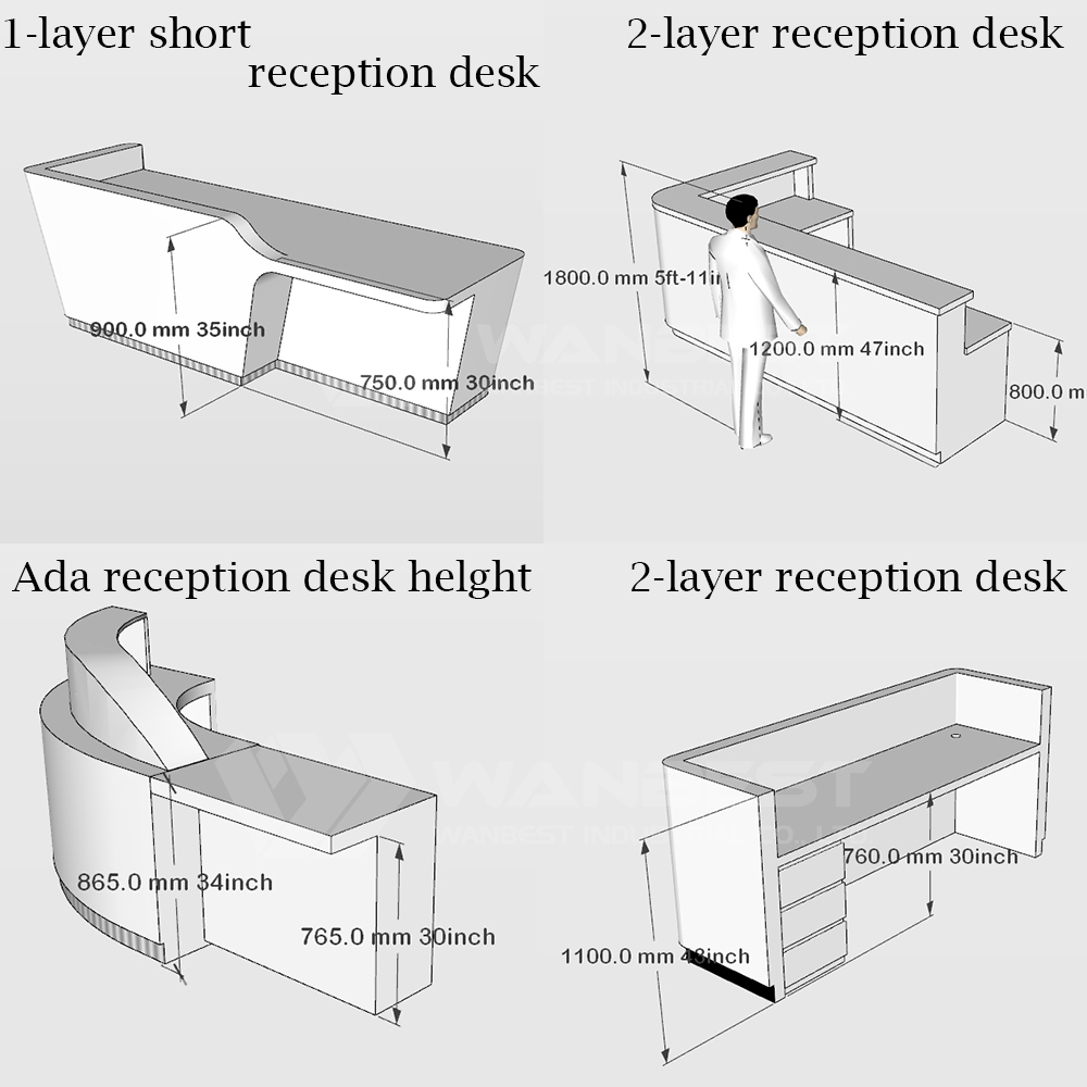 height of reception desk dimension