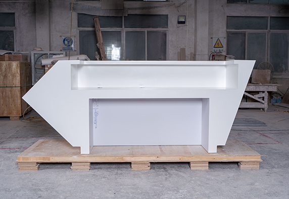 small salon reception desk white marble diamond shape