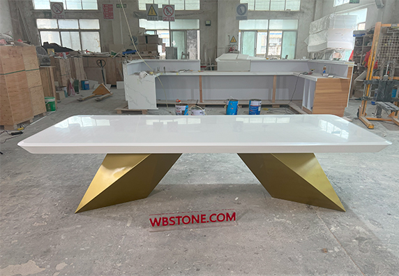 Small conference table meeting table white corian marble