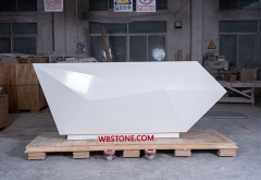 small salon reception desk white marble diamond shape