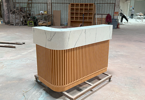 small reception desk standing for beauty salon office