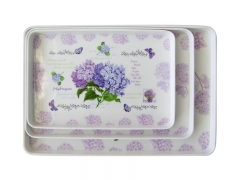 rectangle melamine food tray with flower