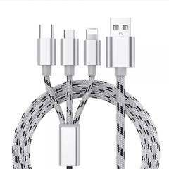 Hot Sale Nylon 3 in 1 Fast Charging USB data Cable