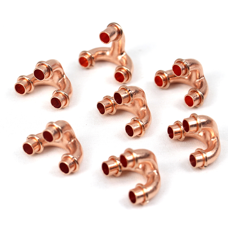 Copper tripod copper pipe fittings for threeway elbow coupler