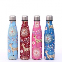 Floral Printed Outdoor Sports Coke Bottle Stainless Steel Insulation Kettle