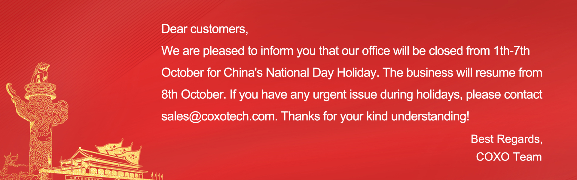 National Day Holiday Notice