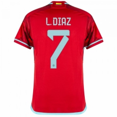 Mens L.Diaz 7# Colombia away Soccer Jerseys 2023/24