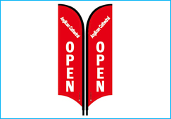 Double side open feather flags