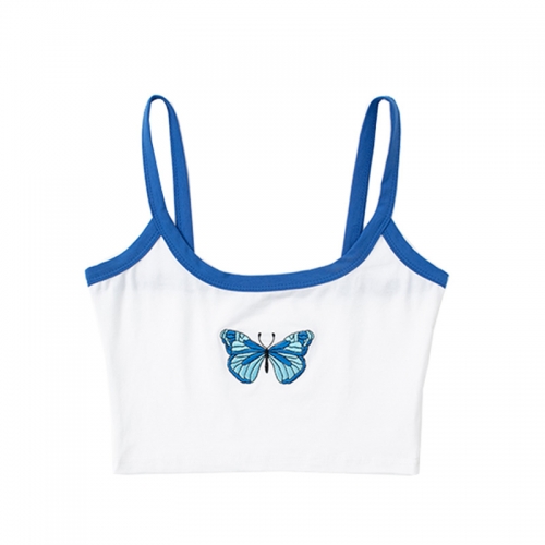 Butterfly embroidery contrast color ultra-short strap