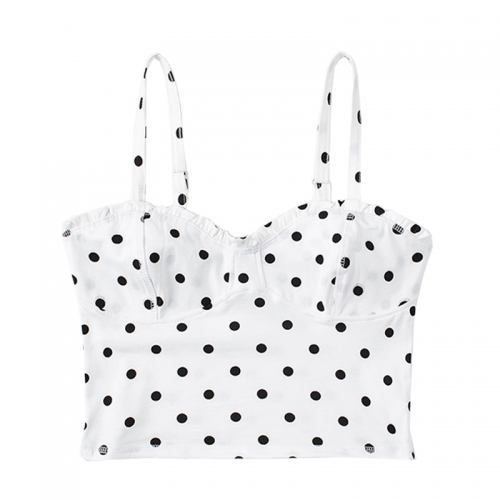 Slim short sling with black and white polka dot fungus