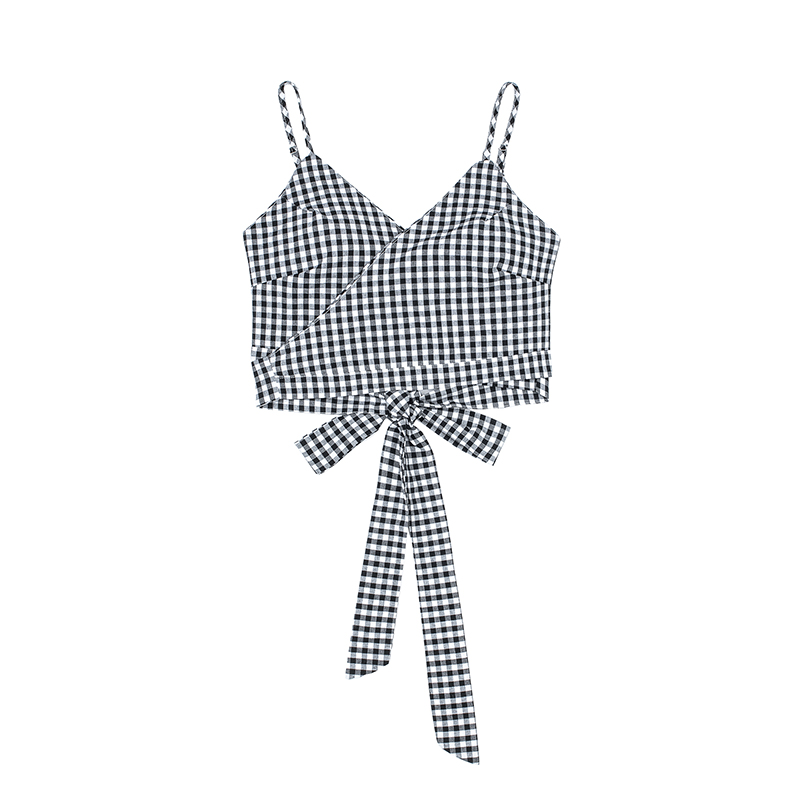 Ancient plaid personality strappy camisole