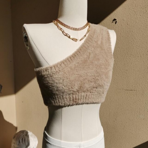 KNIT VEST -NUDE