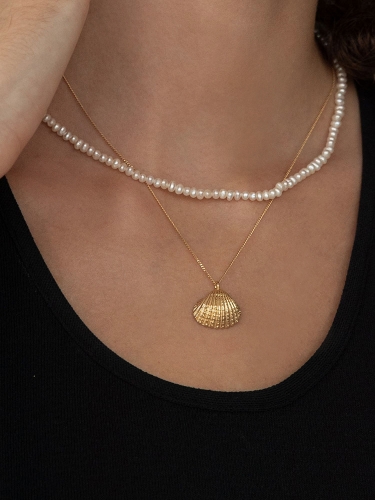 Silver 925 Shell / Freshwater Pearl Necklace